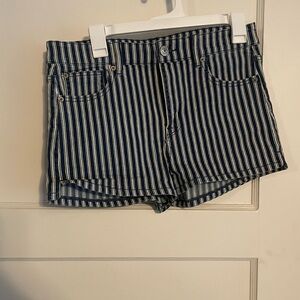 American Eagle Outfitters Navy Striped Jean Shorts